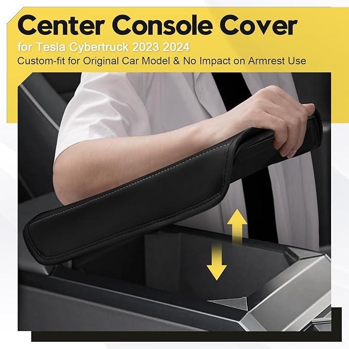 FIILINES Center Console Cover for Tesla Cybertruck 2023-2026, Armrest Cover Pad Cushion Protector Accessories Armrest Cover Anti-Scratch