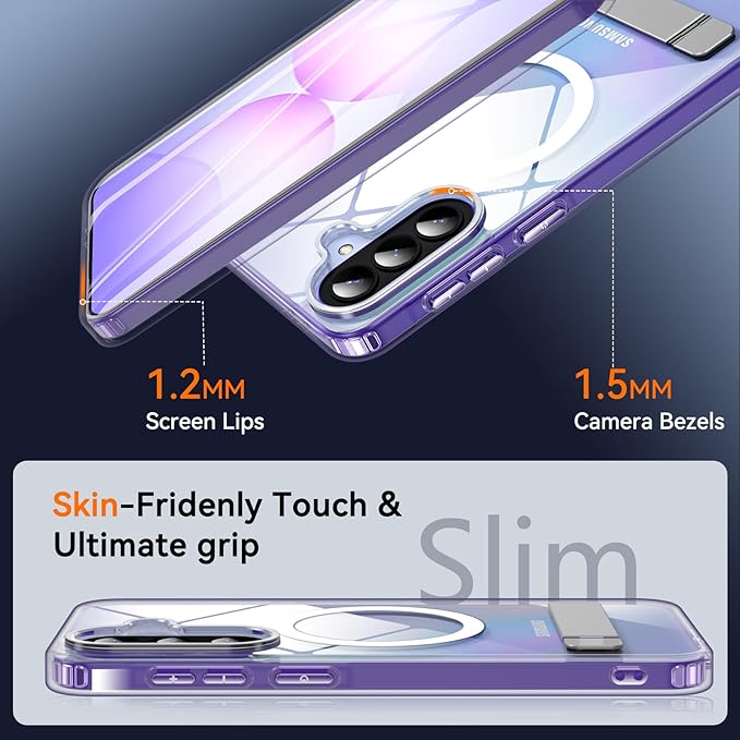 OWKEY for Samsung Galaxy A37 5G Case with Stand, Magnetic Shockproof Case Fit for Magsafe Translucent Matte Cover for Samsung A37, Clear