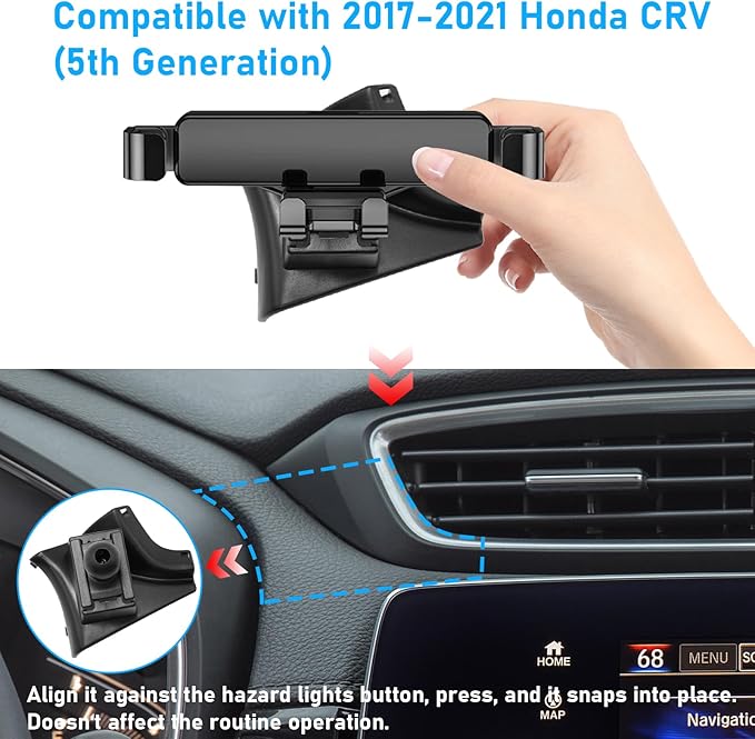Compatible with 2017-2021 Honda CRV Car Air Vent Phone Holder Mount,for 5th Gen CRV Air Vent Phone Mount Holder Anti-Shake,Cell Phone Holder Mount-360 Degree Rotation CRV Dashboard Phone Stand