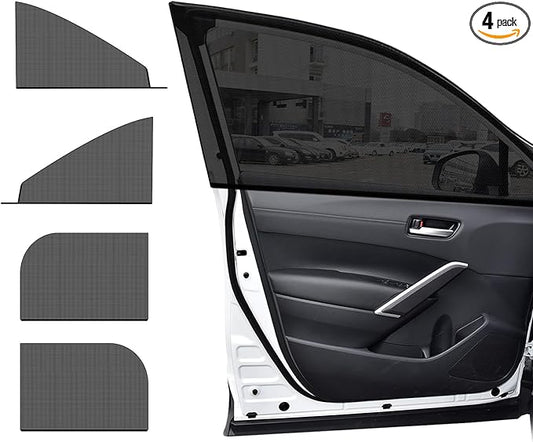 4 PCS Car Window Shades, Auto Front Rear Side Window Sun Shades for Block Heat & UV Protection, Breathable Mesh Baby Window Screen Covers, Universal Car Accessories (Car)