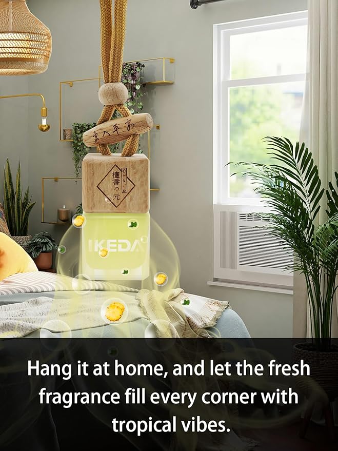 Ikeda Car Air Freshener: Hanging Car Smell Air Freshener | 10ml Hanging Car Perfume | Long Lasting Fragrance | Strong Scents Diffuser for Auto Home (Pineapple|Square)
