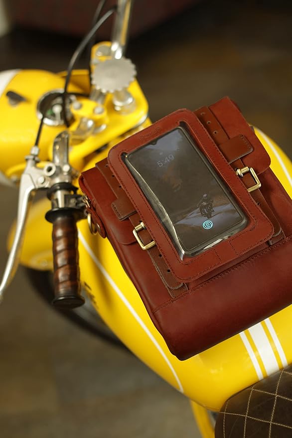Trip Machine Magnetic Motorcycle Phone Pouch – Touchscreen Compatible Fuel Tank Phone Holder with Strong Magnets & Ventilated Back – (21 x 12 cm) (Cherry Red)
