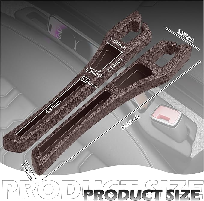 2PCS Car Seat Gap Filler Organizer,Multifunctional Car Gap Filler Organizer Storages Phone Key Avoids Things Falling,Universal Car Blocker Between Seats Cars Accessories (Brown)