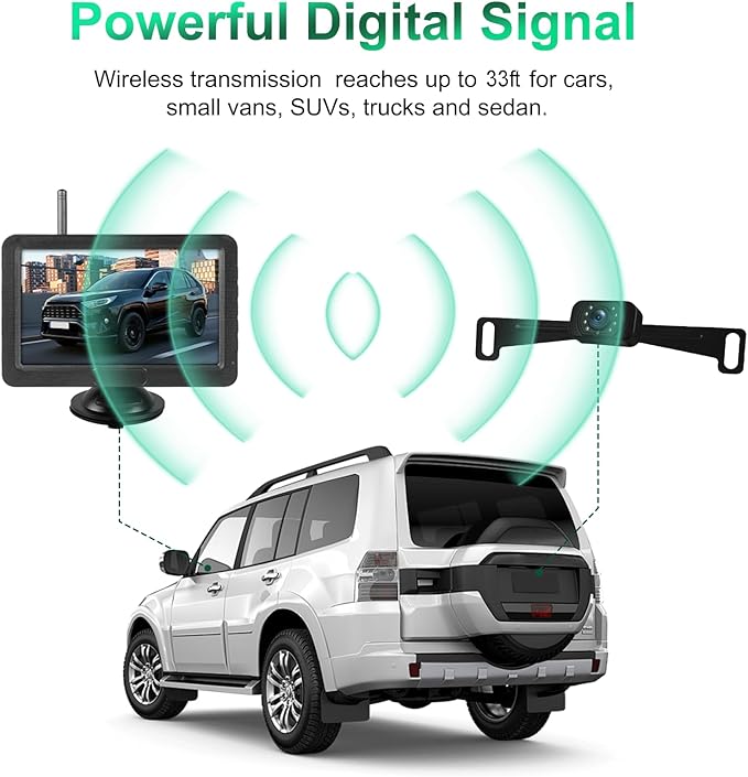 Wireless Revesing Camera with 5" Monitor Upgrade for Car Waterproof Backup Camera Digital Signal Wide View Night Vision System Back Up Cameras for 2014 Silverad Car Van SUV Truck Vehicles