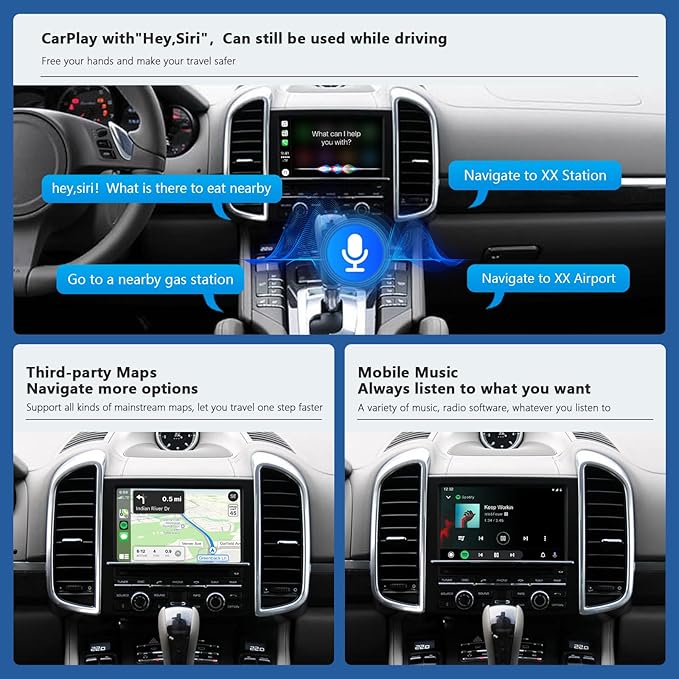 Road Top Wireless CarPlay Android Auto Retrofit Kit for Porsche PCM 3.1 (2010–2016) | CarPlay Interface Decoder for Panamera Macan Cayenne 911 Boxster Cayman | Support MirrorLink, OEM Control, Camera