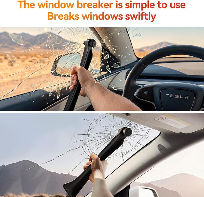 YONZEE Car Seat Gap Filler with Emergency Window Breaker, Premium Silicone Seat Gap Organizer, Prevents Items from Falling, Universal Fit for All Cars, 2 Pack
