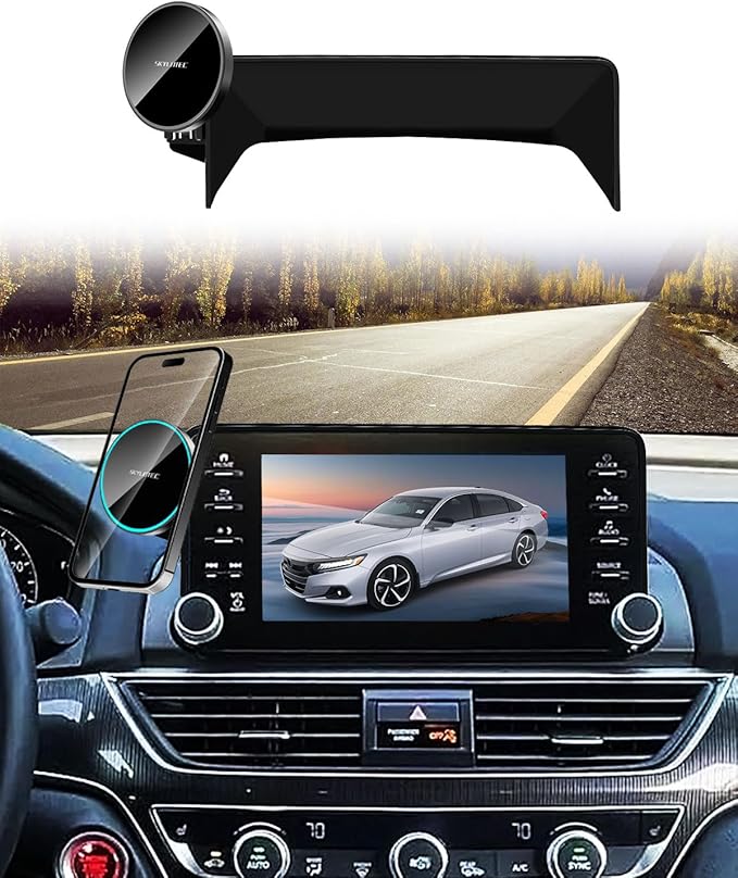 Phone Holder for Honda Accord 2018 2019 2020 2021 2022 Accessories 8-Inch Screen Fixed Clip, Car Magnetic Phone Mount Compatible with MagSafe, Strong Magnets Fast Wireless Charger Cell Phone Base