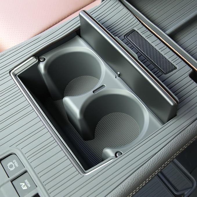 Center Console Cup Holder Insert for Toyota Sienna 2021-2026 Water Bottle Cupholder TPE Sienna Accessore Compatible with LE/XLE/XSE/Woodland Edition/Limited/Platinum(Gray)