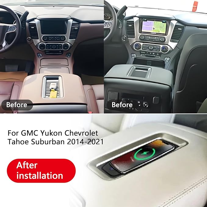 for GMC Yukon Chevrolet Tahoe Suburban 2014-2021 Wireless Charger QI Phone Fast Charging Panel Car Accessories
