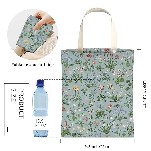 Cute Car Trash Can, Hanging Canvas Car Back Seat Organizer and Storage Bag, Funny Car Trash Bag For Travelling, Outdoor Cute Blue Green Floral