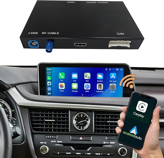 Retrofit Kit Decoder Wireless Carplay for Lexus NX RX is ES GS RC CT LS LX LC UX with Small Touchpad/Joystick Support Android Auto/MirrorLink/Backup Camera/YouTube