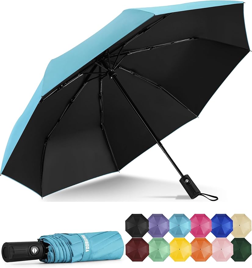 Yoobure Windproof Travel Umbrella - Automatic Umbrellas for Rain, Compact Folding Umbrella with UV Protection, Lightweight Portable Design for Backpack/Walking/Car, Sun & Storm Ready