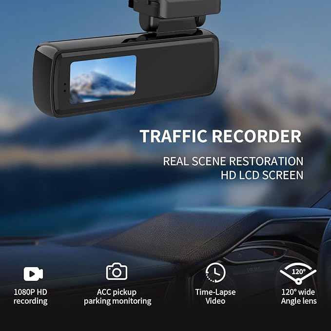 Front Dash Cam for Cars: 1080P Dash Camera Mini Front Dashcam with Car Camera 120° Wide Angle Super Night Vision 24 Hour Parking Monitor Loop Recording (Black)