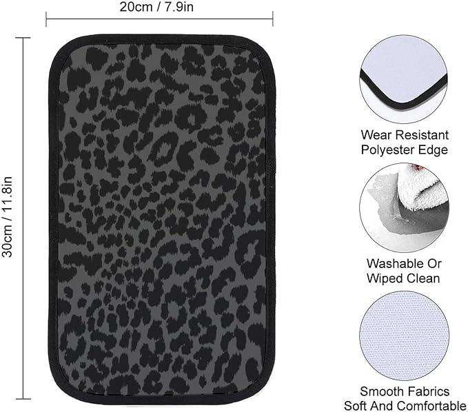 for Dark Gray Black Leopard Cheetah Print Car Handrail Box Cushion,Anti Slip Car Center Console Cover Universal Fit for Most Cars,Trucks and SUV