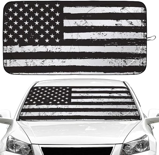 American Flag Car Windshield Sun Shade Foldable Sunshade Front Window Cover Sun Visor Protector Accessories (59x27.5 inches)