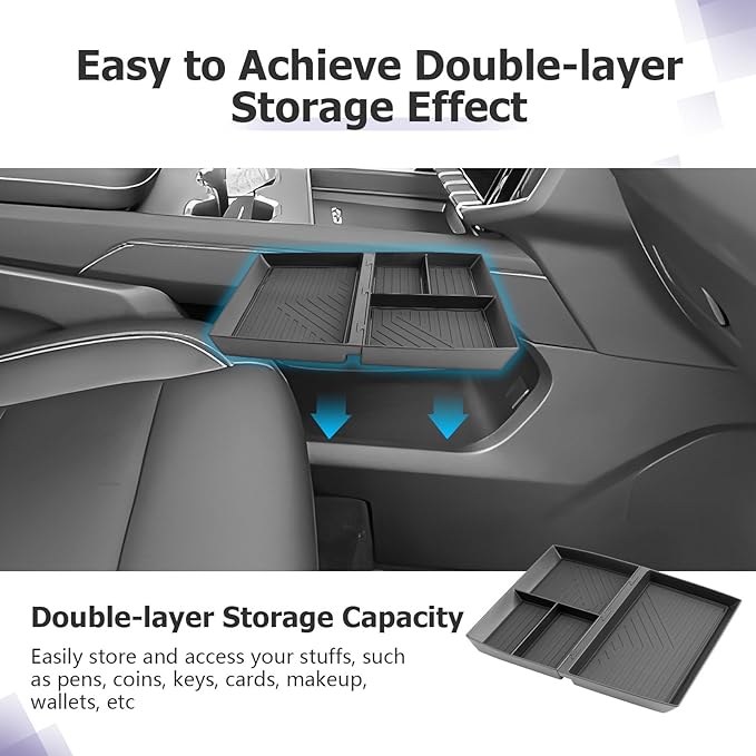 LUWU Lower Center Console Organizer Compatible with 2024-2026 GMC Acadia Elevation/AT4/Denali Accessories Armrest Console Storage Box Armrest Organizer Insert Tray Glove Organizer Tray ABS Material