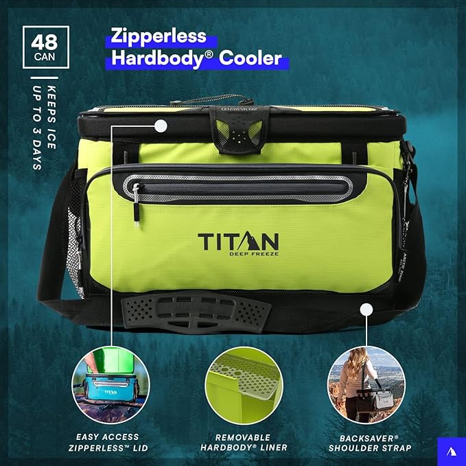 Titan by Arctic Zone Deep Freeze Cooler - Zipperless Hardbody Cooler - Deep Freeze Insulation, HardBody Liner, and SmartShelf
