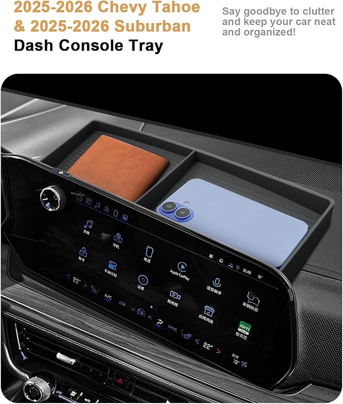 Dash Console Organizer For 2025-2026 Chevy Tahoe/Suburban - Behind Screen Silicone Dashboard Organizer For 2025-2026 Tahoe/Suburban(LS/LT/Z71/RST/Premier/High Country) Accessories Center Console