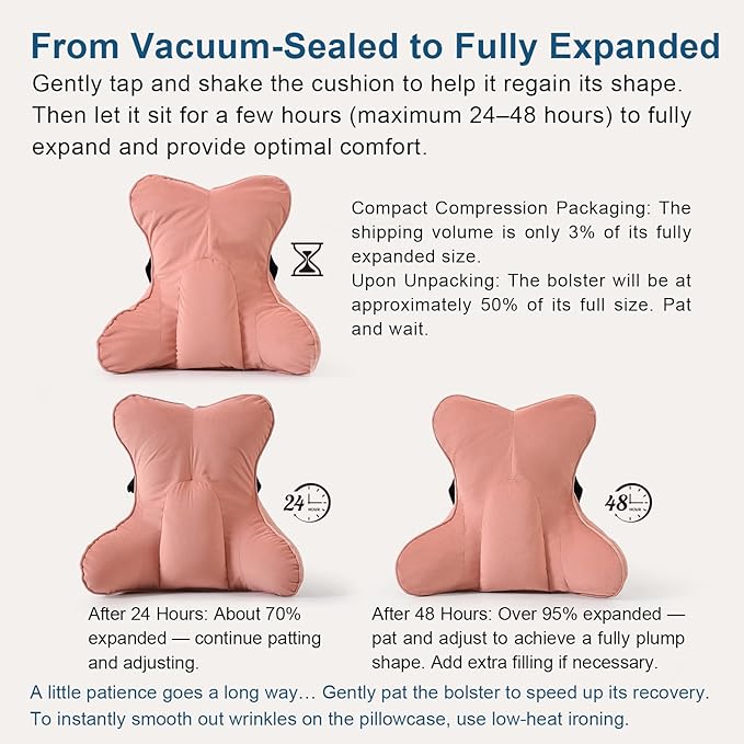 Lumbar Support Pillow (Pat. Pend) for Office Chair, Couch, Recliner & Car Seat, Ergonomic Back Support Cushion for Lower Back Pain Relief, Washable Lumbar Pillow, Blush Pink