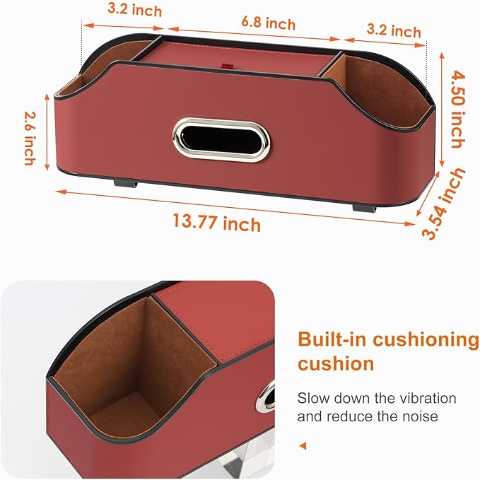 Car Rear Backseat Extra Multifunctional Drink Cup Holder Organizers With Tissue Storage Box Organizer & Hooks For Car Seat Back. Red