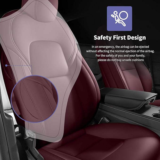AOMSAZTO Car Seat Cover Fit for Tesla Model Y 2020 2021 2022 2023 2024 2025 5 Seater - Full Set Wine Red Seat Covers