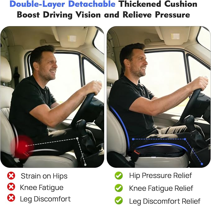 Office Chair Cushion & Car Seat Cushion - Memory Foam Dual-Layer Ergonomic Seat Cushion for Tailbone Pain Relief, Coccyx Support, Soft Yet Firm Comfort for All-Day Sitting