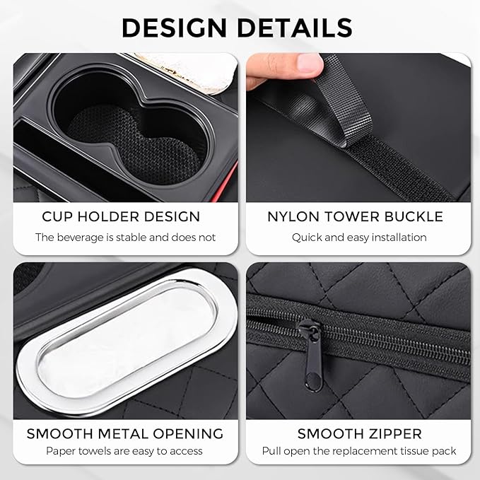 5-in-1 Car Center Console Cover,Multifunctional Arm Rest Cover for Car with Cup Holder,Phone Holder,Pocket,Car Tissue Holder,Leather Height Enhancement Car Armrest Cushion for Most Cars