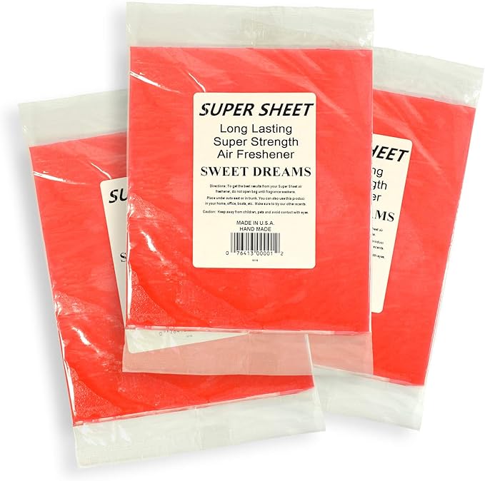 Jenray Super Sheet Large (8"x7") Under Seat Car Air Freshener, 3-Pack (Sweet Dreams)