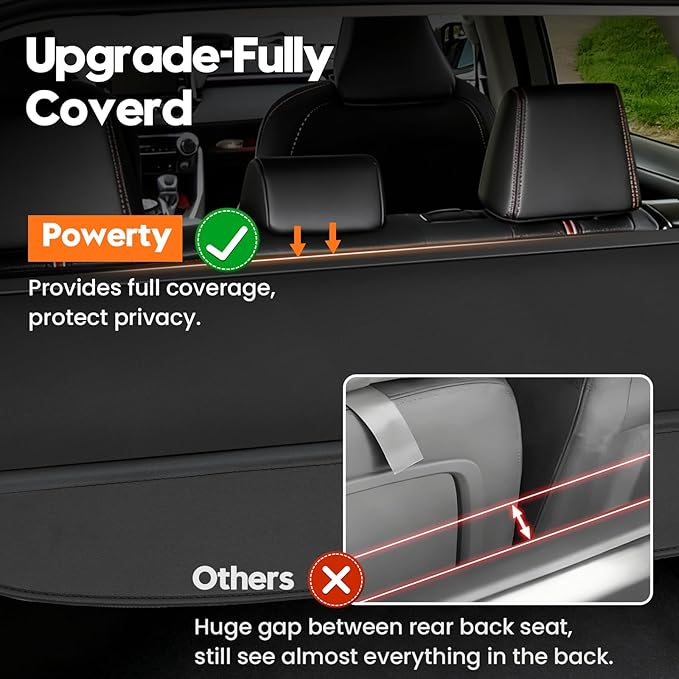 Powerty Retractable Cargo Cover for 2019-2025 Toyota RAV4, Canvas Texture Trunk Cover Privacy Screen Rear Security Shade for RAV4 Accessories (with Extented Cover)