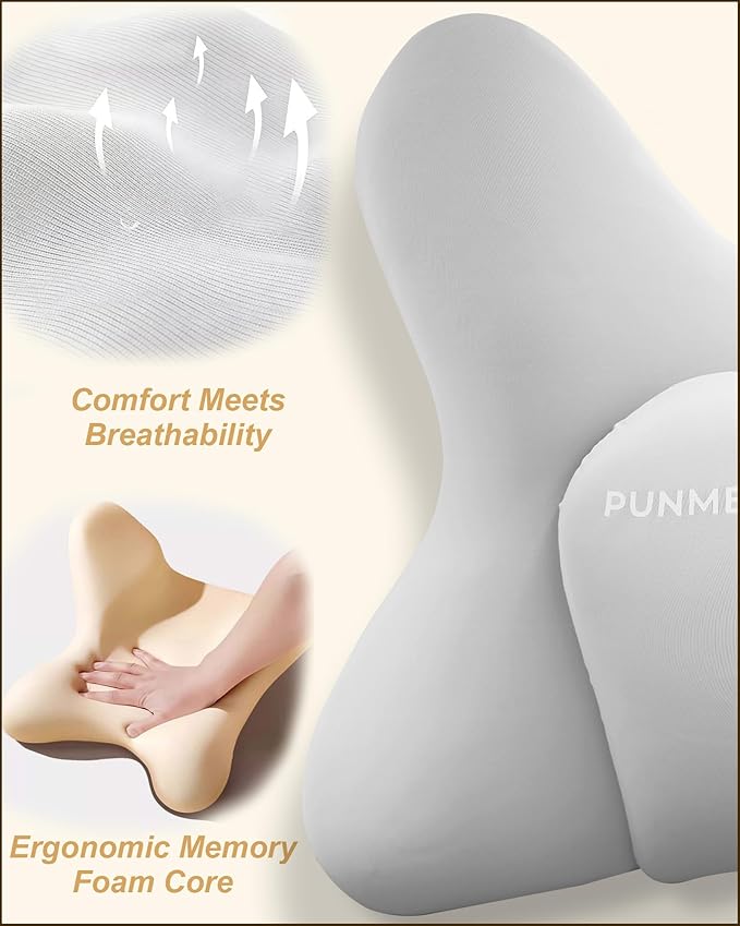 Lumbar Support Pillow for Car, Memory Foam Car Seat Back Support Pillow, Wraparound Ergonomic Design for Back Pain Relief-Back Cushion for Driving, Semi Truck, Chair Support for Car Office, Wheelchair