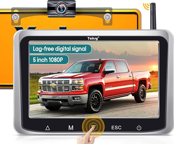 Wireless Backup Camera with 5-Inch HD Screen: 1080P Rear View Camera, Waterproof Night Vision, Easy Install for Cars, Trucks, RVs & Trailers - Clear Parking Assist System
