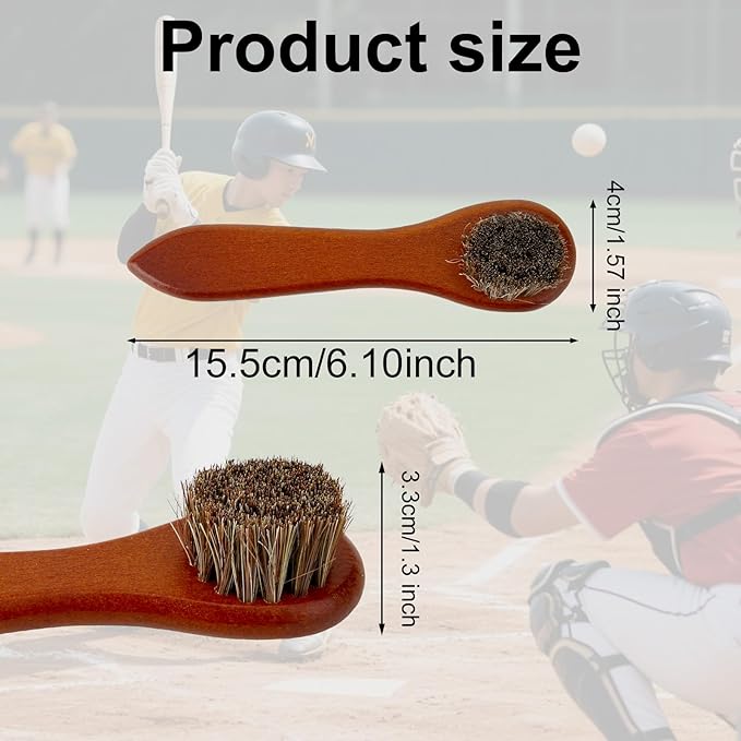 lasuroa 2pcs Baseball Glove Brush, Small Baseball Glove Scrub Horsehair Brushes Gentle Routine Maintenance Horse Hair Bristles Practical Cleaning Supply Accessories for Deep Clean