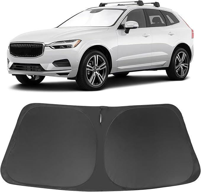 Windshield Sun Shade Custom Fit for 2018-2023 2024 2025 2026 Volvo XC60 Accessories Foldable Sunshade Sun Blocker Protect Car from Sun Rays & Heat Damage Keep Car Cooler