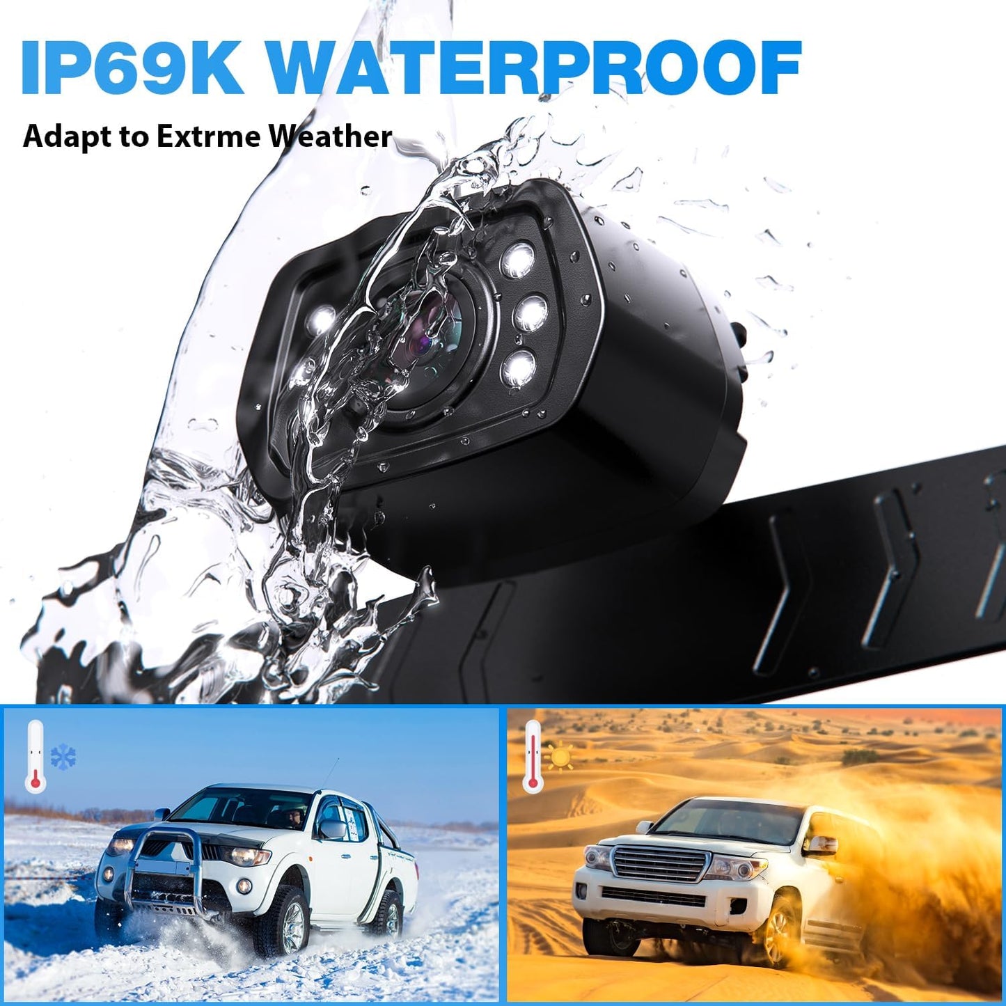 Wired Backup Camera Kit with 7" Monitor, HD 1080P Display for Car Truck/Pickup/SUV/Van/RV, Night Vision Rear View Camera IP69 Waterproof-B7