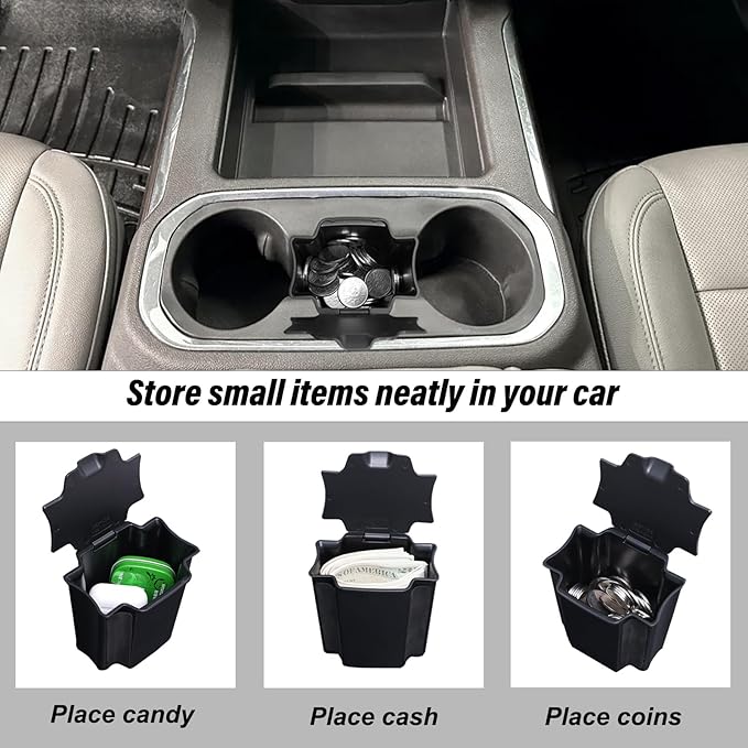 JKCOVER Center Console Coin Box Organizer Compatible with 2019-2022 Silverado/Sierra 1500 and 2020-2023 Silverado/Sierra 2500HD 3500HD Accessories (Full Console w/Bucket Seats Only)