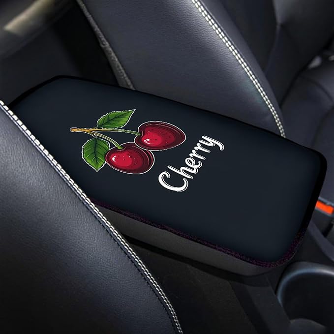 Dreaweet Car Center Console Cover Cute Cherry Car Accessories Arm Rest Cover Pad Comfort Anti-Scratch Middle Console Cover Universal Fits for SUV Trucks Sedan