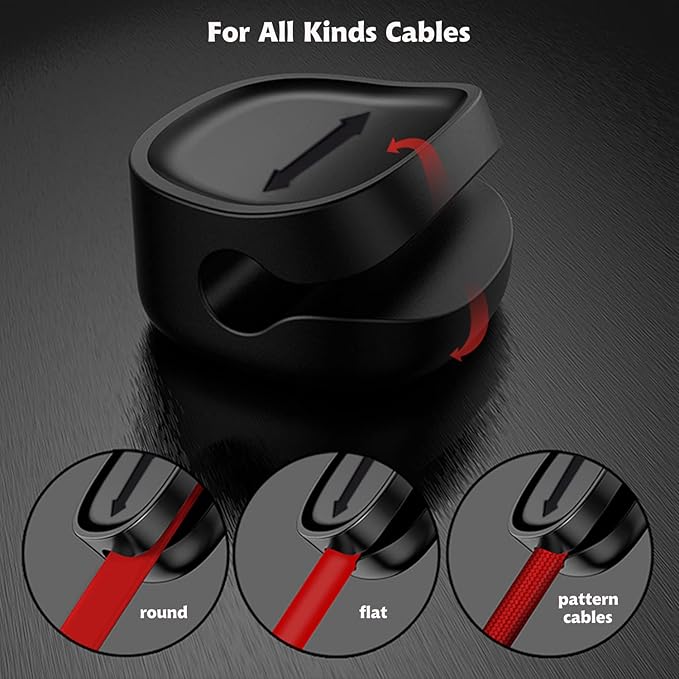 DRM Cable Clips Organizer Magnetic Cable Management Clips Cord Organizer Self Adhesive Sticky for All Wires, Desk Wall Desktop Cord Office Home USB Cable Power Wire Mouse Cable, Black