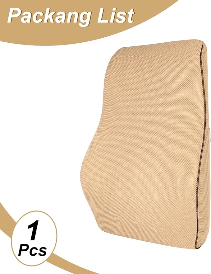 HARFINGTON Lumbar Support Pillow Memory Foam Gaming Office Chair Desk Ergonomic Back Cushion for Home Driving Car Seat, Camel