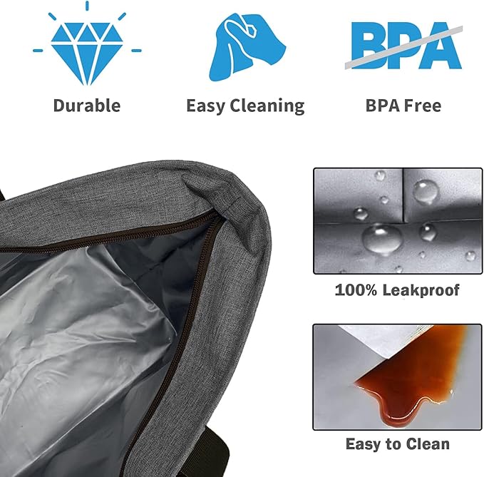LHZK Jumbo Cooler Bag, Collapsible Leakproof Insulated Bag with Zipper & Handles, Soft Insulated Grocery Bags for Shopping, Travel, Beach, Picnic (50L, Grey)