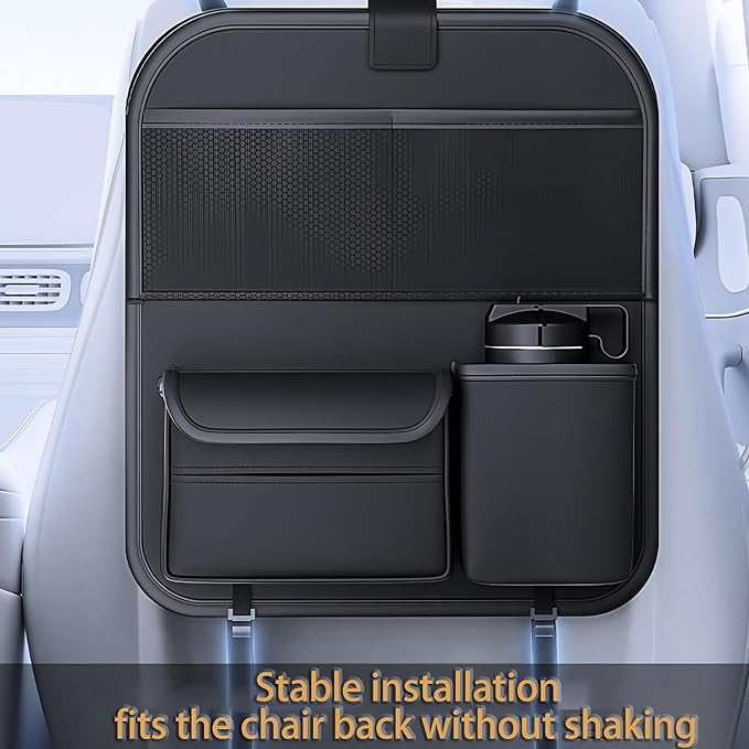 Backseat Car Organizer, Seat Organizer with 5 Storage Pockets for Travel, Black A