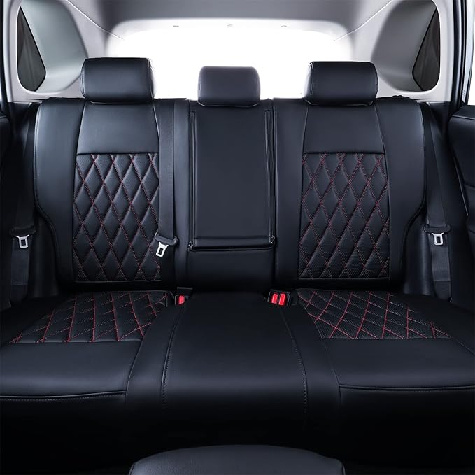 coverdream RAV4 Seat Covers Custom Fit for 2019-2024 2025 Toyota RAV4 LE,XLE,XLE Premium,Limited SUV Seat Cushion,Luxury Waterproof Leather Car Seat Protector (Full Set,Red/Black)