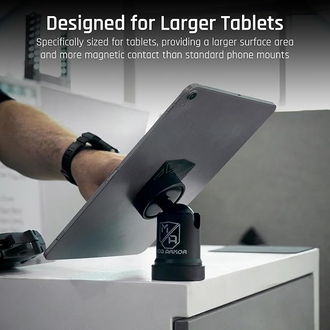 Mob Armor Tabnetic Maxx - Universal Magnetic Tablet Mount for Trucks, Cars, RVs, Heavy Equipment, Adhesive Mounting, Tablet Compatible, Magnetic Phone Mount, Console Accessories