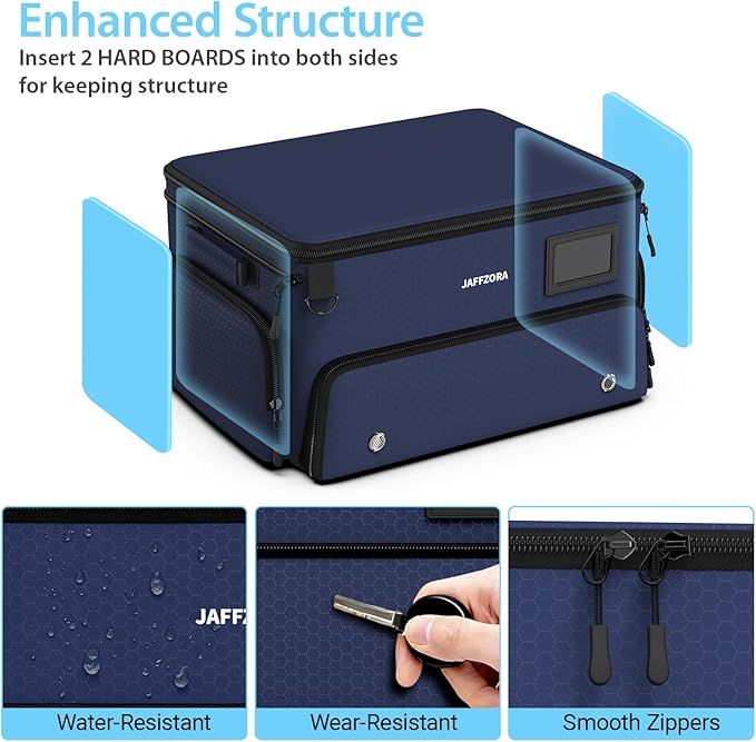 4-Layer Golf Trunk Organizer, Golfer Gifts for Men Women with Separate Ventilated Compartment for 2 Pairs Shoes, Waterproof Car Golf Locker Storage Bag for Golf Gear and Accessories,Blue