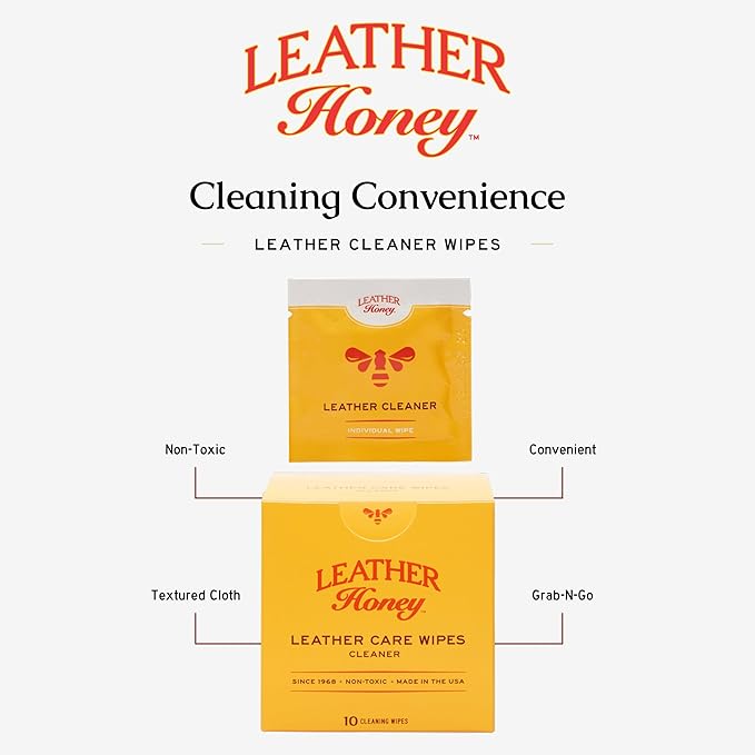 Leather Honey Conditioner Wipes with Cleaner Wipes