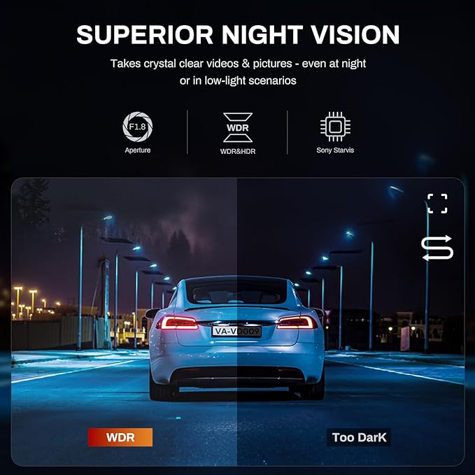 2K Dash Cam Front 2K Full HD Dash Camera for Cars, 5G Wi-Fi & App Control car Camera with Night Vision, 170°Wide Angle, WDR, 24H Parking Mode, Free 32GB Card Included