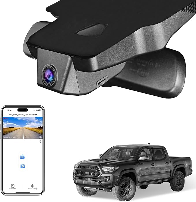 Mangoal 4K Dash Cam Custom fit for Toyota Tacoma 2018 2019 2020 2021 2022 2023(Model A),Limited TRD Sport Off-Road Pro SR5 SR,Integrated OEM Look,UHD 2160P Video,App & WiFi, 64GB Card