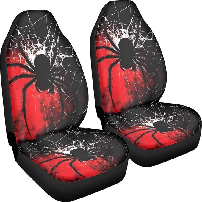 Goth Spider Car Seat Cover Waterproof Automotive Decoration Accessories for Women Men,Goth Spider Design Universal Front Seat Cover for Cars SUV Trucks, Set of 2