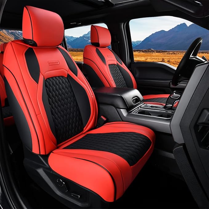 Coverado Seat Covers 4 Door Full Set for Jeep Wrangler, Waterproof Car Seat Covers for Truck Automotive Seat Covers Custom Fit for 2013-2017 Jeep Wrangler JK Seat Covers for Cars(Red)