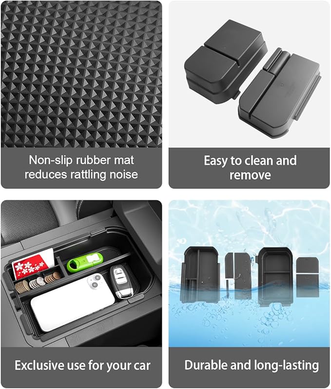 CDEFG 2PCS for 2024 2025 Land Cruiser Center Console Organizer Compatible with 2024 2025 Toyota Land Cruiser 250 Prado J250 LC250 Accessories Middle Console Dual Layer Storage Box(Not Fit Cool Box)