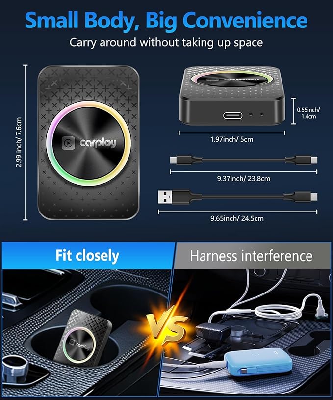 2026 CarPlay Wireless Adapter, Android Auto AI Box, Turn Car Screen into TV (Stream Netflix/YouTube), Plug & Play Magic Video Dongle, Support TF Card, Bluetooth 5.1 + WiFi Connectivity